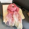 Bufanda de Seda Bordada de Otoño e Invierno para Mujer Estilo Coreano Versátil Bufanda Cálida de Seda Bordada de Alta Gama Lujo Ligero Bufanda de Comercio Exterior