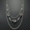 Corrente de Calça Multicamadas de Caveira Hip-Hop Europeia e Americana, Corrente de Metal Vintage Desgastada, Corrente Decorativa de Cintura para Jeans Estilo Punk
