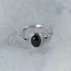 Anel Tiki Vintage Tailandês de Prata com Ônix Preto Oval Desgastado para Mulheres Prata de Lei S925 Moda Elegante Aberto Personalizado
