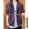 Jaqueta roxa estilo americano com gola alta para homens e mulheres, casaco curto impermeável estiloso oversized de primavera, estilo vintage