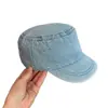 Sombrero Ecuestre de Copa Plana para Mujer, Gorra Militar de Ala Corta, Lavado Vintage con Pedrería y Estrellas, Estilo Dulce-Cool de Nicho, Look Sin Maquillaje, Versátil para Ir de Compras y Uso Casual