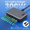 Cargador de Nitruro de Galio Transfronterizo de 300W 20V5A Estación de Carga de Escritorio Universal de Alta Potencia para Teléfonos Móviles, Tabletas y Computadoras Portátiles