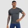 Camiseta deportiva de manga corta elástica ajustada de secado rápido para hombre, transfronteriza europea y americana, para baloncesto, yoga, entrenamiento físico