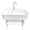 Fregadero de Lavandería de Piedra de Cuarzo con Tabla de Lavar Balcón Exterior Mesa de Lavandería para el Hogar Patio Lavandería de Mármol Lavabo Integrado