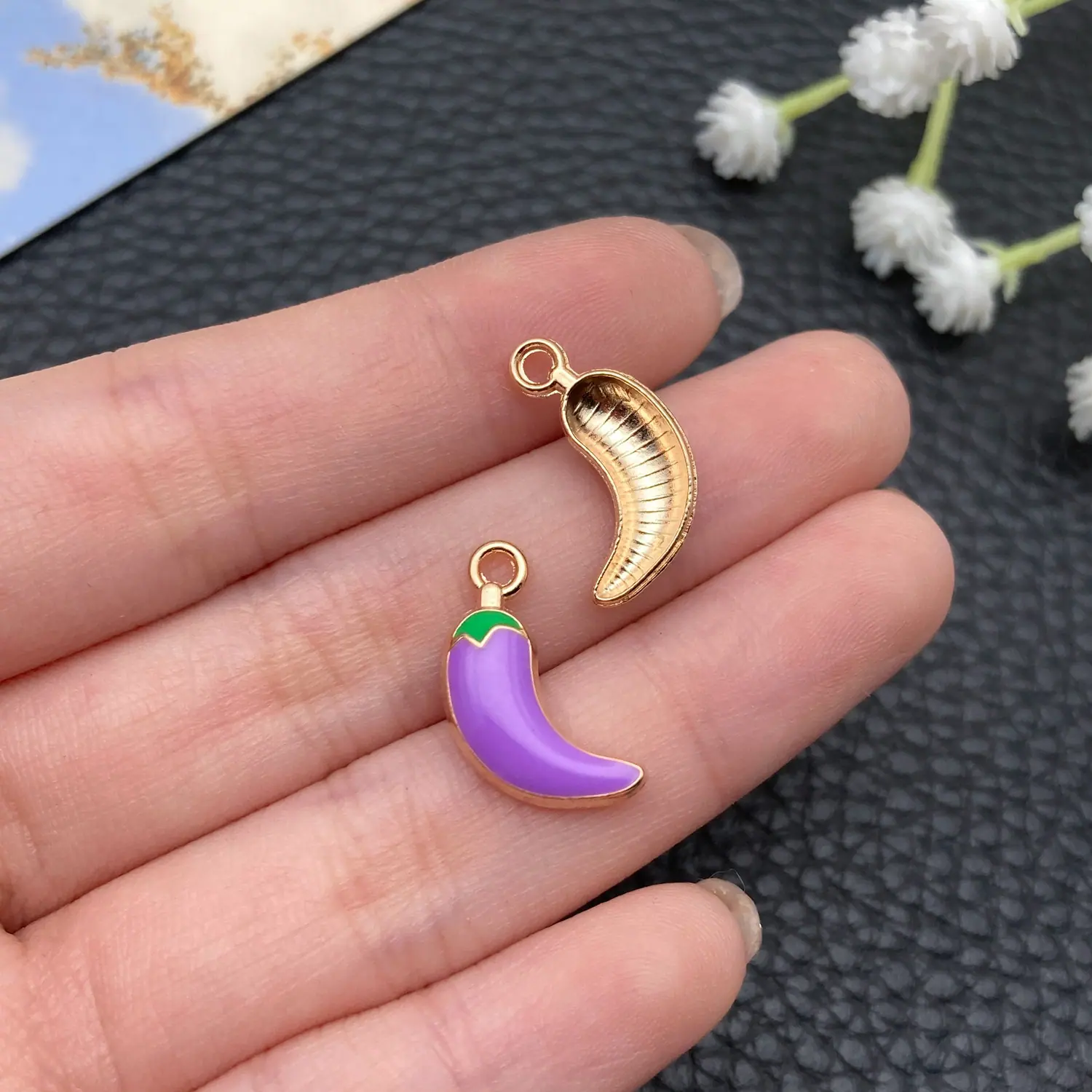 23381-J-紫色滴油锌合金单面辣椒18x12x3mm-0
