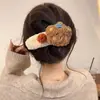 Grampo de Bico de Pato em Tricô de Lã para Mulheres Parte de Trás da Cabeça Estilo Mori Tricô Grampo de Cabelo Flor Leite Café Preguiçoso Semi-preso Grampo de Cabelo Outono e Inverno