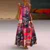 Primavera/Verano 2027 Ropa Femenina Transfronteriza Vestido de Amazon Holgado Retro Multicolor Talla Grande Estampado Cuello en V Sin Mangas Largo