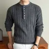 Suéter de Tricô Pesado 650g com Gola Henry, Suéter Grosso da Moda, Quente e Confortável, Estilo Casual Old Money