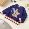 Ropa de Invierno Personalizada Estilo Japonés para Niños y Niñas, Sudadera Casual Holgada de Forro Polar con Estampado de Dinosaurios y Osos, de Manga Larga