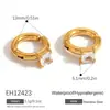 Pendientes de Acero de Titanio Transfronterizos Yuhui con Incrustaciones de Circonita, Brazaletes para Oreja en Forma de C, Pendientes de Acero Inoxidable Chapados en Oro Real con Diamantes en Forma de Grano de Arroz en Forma de U