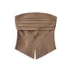 YPFF Moda Feminina Design de Garota Popular Sem Alças Cor Sólida Cintura Apertada Slim-fit Cintura Para Usar por Cima Vintage Sem Mangas Top Curto