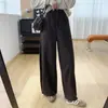 Pincel de indústria pesada! Fio misto de flor fixa/linha central dividida Caimento emagrecedor Calça de perna larga elástica Outono/Inverno H100404