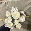 Spot Cruzado 7 Hastes Buquê de Hortênsia Rosa Casamento Buquê de Flores Artificiais Flor Falsa Simples Casa Sala de Estar