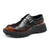 Zapatos Casuales de Cuero para Hombre, Cuero Genuino, Punta Británica Puntiaguda, Piel de Vaca de Primera Capa, Calzado Formal de Negocios, Zapatos Mengke con Hebilla, Zapatos de Suela Gruesa que Aumentan la Altura