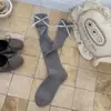 Meias compridas lolita de algodão puro para primavera e outono, para maternidade, com acabamento em renda e detalhe de laço