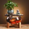 Tanque de Peces Pequeño Circulación Automática Transferencia de Agua Fuente de Escritorio para Ganar Dinero Adornos Creativos Adornos de Decoración para Regalo de Apertura