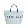 Bolso tote nuevo de estilo coreano retro con letras y lunares, fresco, de gran capacidad, estilo casual para la escuela, salidas y el trabajo.