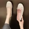 Sapatilhas Azuis para Mulheres 2026 Primavera/Verão Novos Sapatos Rasos de Bico Redondo para Calçar com Laço Sapatos Planos de Vovó