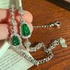 Pulsera Vintage de Hoja de Jade Natural Plata 925