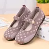 Zapatos para Mujeres de Mediana Edad y Mayores, Zapatos de Tela Transpirables de Primavera con Lunares, Zapatos Planos Casuales Cómodos de Suela Suave Que No Cansan los Pies