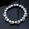 Pulsera de calavera punk retro europea y americana de guerrero de acero, joyería de mano de acero de titanio pulido para hombre, personalidad, venta al por mayor