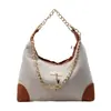 Bolso de Hombro con Cadena Texturizada Estilo Retro Commuter de Verano 2026 para Mujer con Parches de Color Contrastante Bolso Tote Versátil para Debajo del Brazo