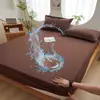 Sábana bajera impermeable de una sola capa de color sólido ajustada, sábana bajera de algodón lavable anti-manchas de una sola pieza, fabricante de sábana bajera ajustada de cobertura total amigable con la piel