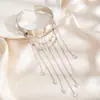 Pulsera de Brazo Europea y Americana de Corazón Ancho Transfronteriza, Pulsera de Brazo de Cadena Única Lisa Dorada con Borla, Cadena de Brazo Abierta Dulce y Romántica al por Mayor