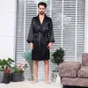 Elegante Bata de Dormir de Seda para Hombre, Kimono de Verano Delgado de Manga Larga, Ligera, Talla Grande, Suave y Transpirable para Dormir en Casa