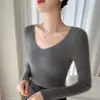 Base de Camada com Gola Feminina Outono Inverno Novo Top de Tricô Emagrecedor Roupa Íntima Toque de Suéter Preto Tamanho Único
