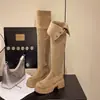 Novas Botas de Salto Grosso Chunky Novo Estilo Outerwear Longas Emagrecedoras Sola Grossa 2026 Botas da Moda Outono Inverno Salto Alto Estilo Coreano Botas Femininas Acima do Joelho