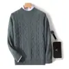 Suéter grosso com gola alta meia, suéter de cashmere, novo suéter masculino casual de lã cor sólida para outono e inverno, suéter masculino folgado com gola redonda