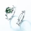 Entrega Global Spot Transfronteriza Anillo de Plata S925 Musgo Verde Anillo de Ágata de Hierba Acuática para Mujer Moda Único Estilo Europeo y Americano