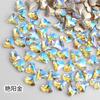 Japonês popular on-line celebridade unha diamante colorido torto coração joias cristal colorido Crooked Heart Diamond pêssego coração unha diamante joias
