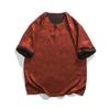 2024 Verão retro estilo chinês masculino roupas da moda pulôver plus size textura rachada fio Tai Chi manga curta