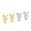 Pendientes de Mariposa de Circonita Nuevos Transfronterizos, Frescos, Delicados, Versátiles, Elegantes Clips para Orejas de Mujer, Pendientes de Moda y de Alta Gama