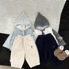 Pantalones para niños y niñas con forro polar, nuevo estilo de invierno, forro polar integrado para niños pequeños, pantalones casuales cálidos gruesos bordados para bebé