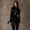 2025 Verano Europeo y Americano Transfronterizo Nueva Moda Trendy Estampado Sexy Chica Caliente Slim Cuello Redondo Versátil Camiseta Top