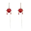 Pendientes de Cara de Ópera de Pekín Antiguos Nuevos Pendientes 2024 Pendientes Estilo Chino Pendientes Pendientes Rojos Pendientes Largos con Borla