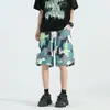 Shorts Camuflados Masculinos Jacquard com Letras Calças de Casal Calças de Praia Esportivas Casuais Retas Ins