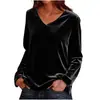 2026 Amazon Transfronterizo Europeo y Americano Primavera y Otoño Nuevo Top Camiseta Suelta de Manga Larga de Color Sólido con Cuello en V para Mujer