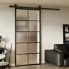 Brillo Dorado Estilo Francés Retro Puerta Corredera de Granero Baño Puerta Sencilla de Cristal Inodoro Estudio Dormitorio Puerta de Cocina