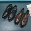 Zapatos Brogue con Relieve para Hombre Talla Grande Transfronterizos 2024, Zapatos de Piel con Patrón de Cocodrilo Formal de Negocios Británicos, Talla 46, Mocasines para Hombre