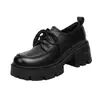 Sapatos Loafer de Solado Grosso Feminino Verão 2026 Novo Estilo Aumentador de Altura Com Saias Versátil Confortável Sapatos de Couro Preto Sapatos Ingleses Simples