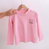Camiseta interior de terciopelo para niños de cuello medio y bajo, top cálido auto-calentable para niños, camiseta de manga larga simple ajustada para bebé