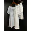 Pijama de Encaje Azul Claro Suave Estilo Coreano para Mujer, Conjunto de Verano con Camiseta de Manga Corta y Shorts con Lazo, Adecuado para Usar Afuera