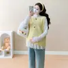 Conjunto de Dos Piezas: Chaleco Irregular de Capas Estilo Coreano Nuevo Otoño/Invierno 2026 + Top de Maternidad con Adorno de Encaje