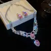 Brincos de Diamante em Forma de Gota Europeus e Americanos Colar Corrente de Clavícula Moda de Luxo Leve Joias de Alta Qualidade para Mulheres