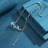 Collar Personalizado de Flor Rosa Púrpura Minba para Mujer, Diseño de Nicho de Lujo Ligero, Nuevo Estilo 2024, Cadena Dulce y Fresca para Clavícula