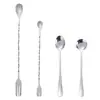 Cuchara Mezcladora de Mango Largo Cuchara para Hielo Acero Inoxidable 304 Cuchara de Bar Cuchara para Cócteles de Bar Cuchara de Bar Roscada de Doble Cabeza Palillo para Remover Té de Leche